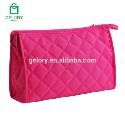 Promotion hot pink color microfiber zipper style travel clutch cosmetic bag