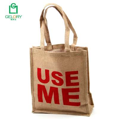 Custom Logo Wholesale Eco Friendly Laminated Cheap Jute Shopping Bags