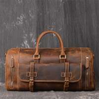 Crazy Horse Leather Travel Bag Large Duffle Bag Cow Leather Carry On Luggage Bag With Shoes Compartment